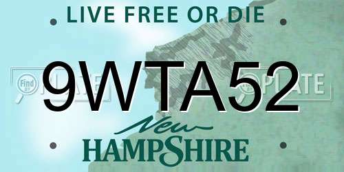 9WTA52 New Hampshire License Plate