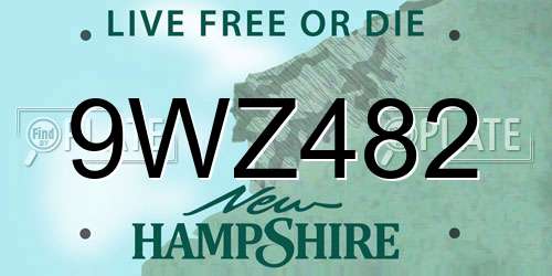 9WZ482 New Hampshire License Plate