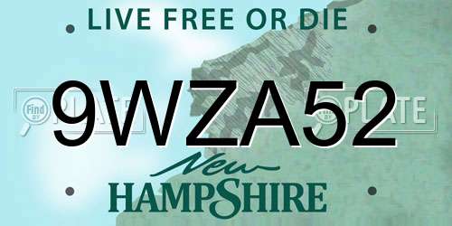 9WZA52 New Hampshire License Plate