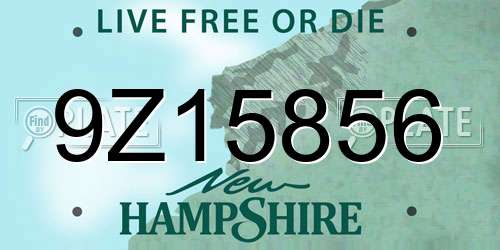 9Z15856 New Hampshire License Plate