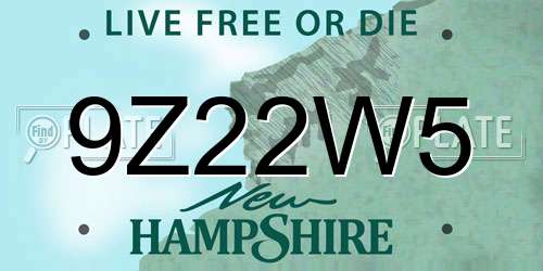9Z22W5 New Hampshire License Plate