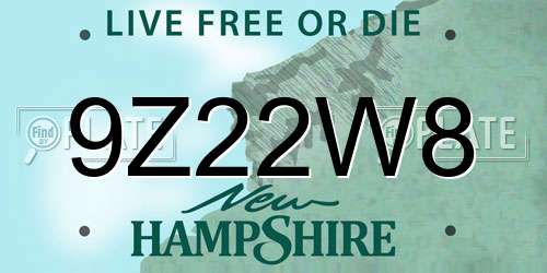 9Z22W8 New Hampshire License Plate