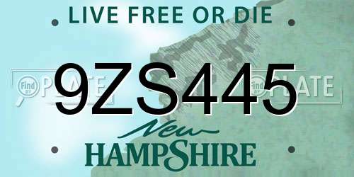 9ZS445 New Hampshire License Plate