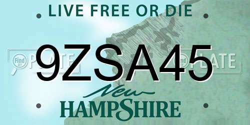 9ZSA45 New Hampshire License Plate