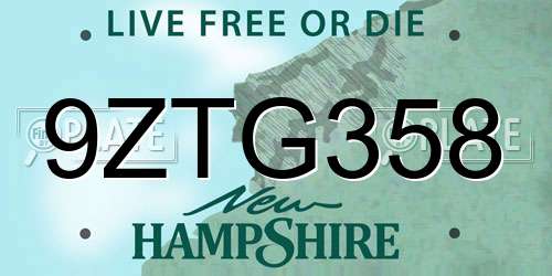 9ZTG358 New Hampshire License Plate