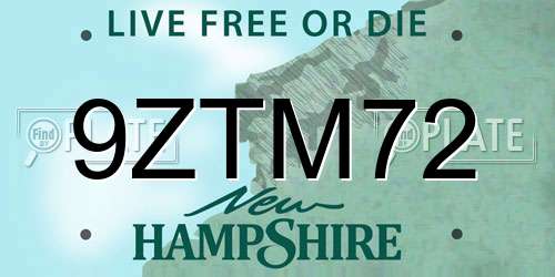 9ZTM72 New Hampshire License Plate