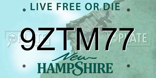 9ZTM77 New Hampshire License Plate