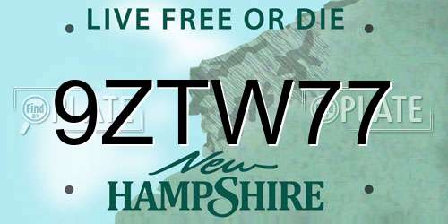 9ZTW77 New Hampshire License Plate