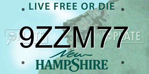 9ZZM77 New Hampshire License Plate