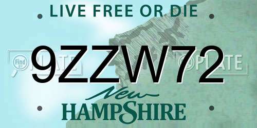 9ZZW72 New Hampshire License Plate