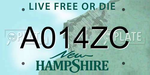 A014ZC New Hampshire License Plate