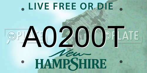 A0200T New Hampshire License Plate
