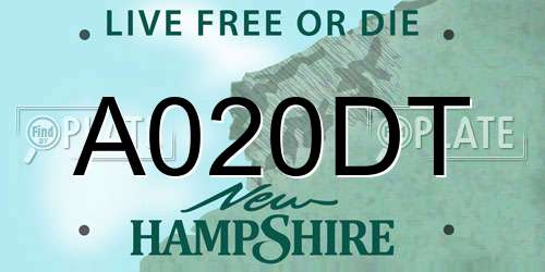 A020DT New Hampshire License Plate