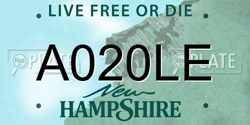 A020LE New Hampshire License Plate