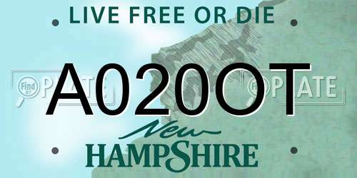 A020OT New Hampshire License Plate