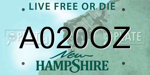 A020OZ New Hampshire License Plate