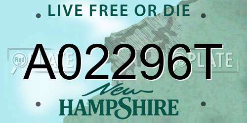 A02296T New Hampshire License Plate