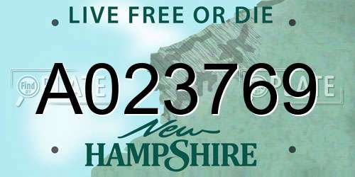 A023769 New Hampshire License Plate