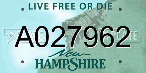 A027962 New Hampshire License Plate