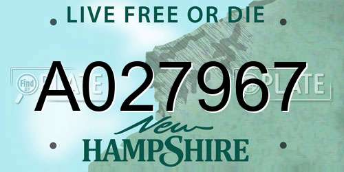 A027967 New Hampshire License Plate