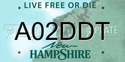 A02DDT New Hampshire License Plate