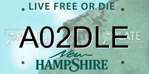 A02DLE New Hampshire License Plate