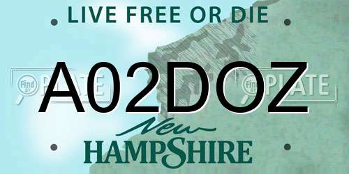 A02DOZ New Hampshire License Plate