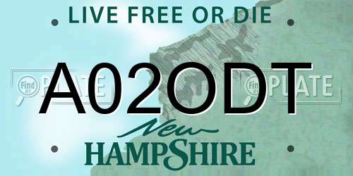 A02ODT New Hampshire License Plate