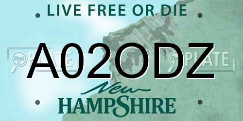 A02ODZ New Hampshire License Plate
