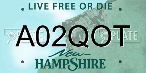 A02QOT New Hampshire License Plate