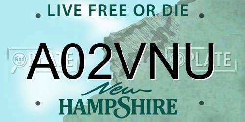 A02VNU New Hampshire License Plate