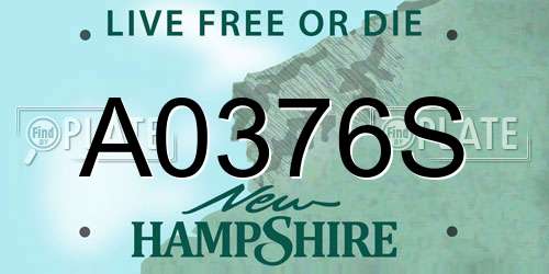 A0376S New Hampshire License Plate