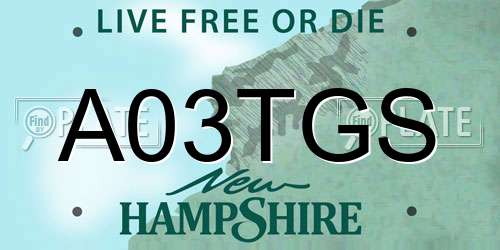 A03TGS New Hampshire License Plate