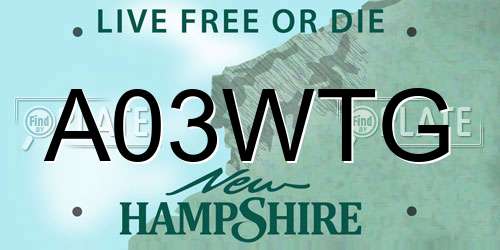 A03WTG New Hampshire License Plate
