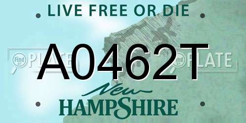A0462T New Hampshire License Plate