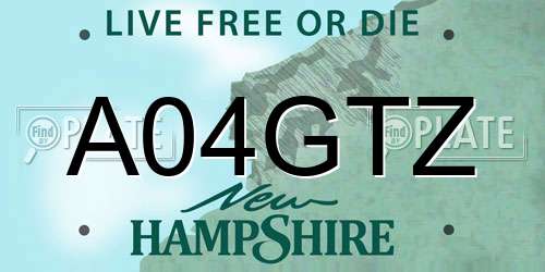 A04GTZ New Hampshire License Plate