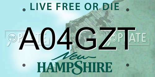 A04GZT New Hampshire License Plate