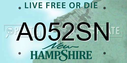 A052SN New Hampshire License Plate
