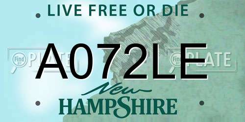 A072LE New Hampshire License Plate