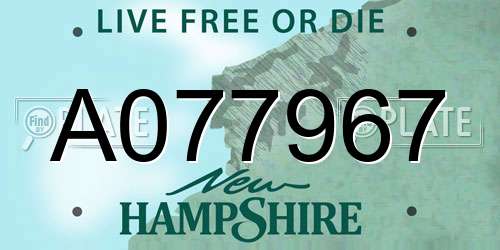 A077967 New Hampshire License Plate