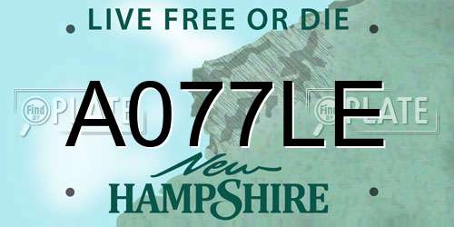 A077LE New Hampshire License Plate
