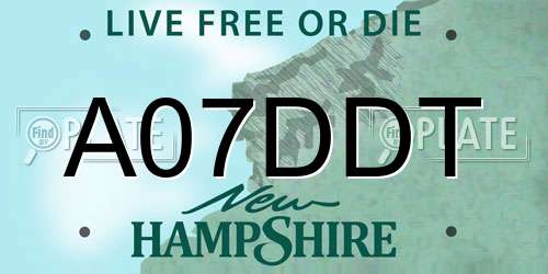 A07DDT New Hampshire License Plate