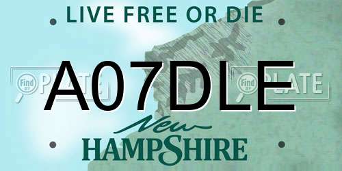 A07DLE New Hampshire License Plate