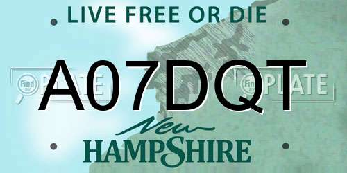 A07DQT New Hampshire License Plate