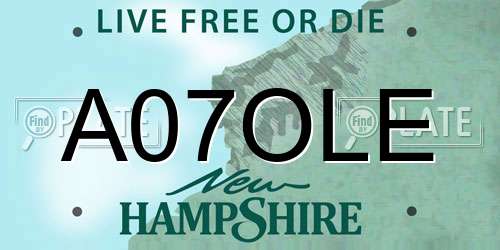 A07OLE New Hampshire License Plate