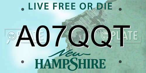 A07QQT New Hampshire License Plate