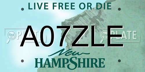 A07ZLE New Hampshire License Plate