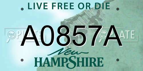 A0857A New Hampshire License Plate