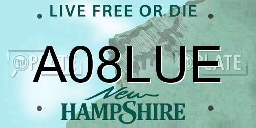 A08LUE New Hampshire License Plate