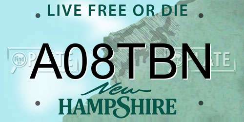 A08TBN New Hampshire License Plate